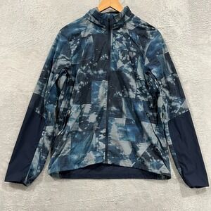 Lululemon Jacket Mens Medium Windbreaker Blue Print LM4742S Bleached Indigo